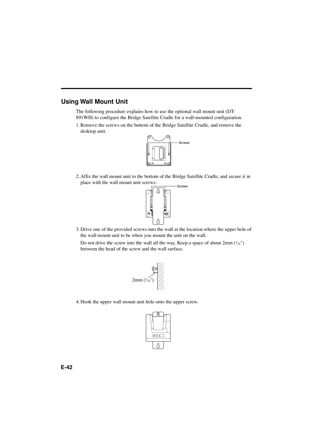 Casio DT-X11 Series manual Using Wall Mount Unit 