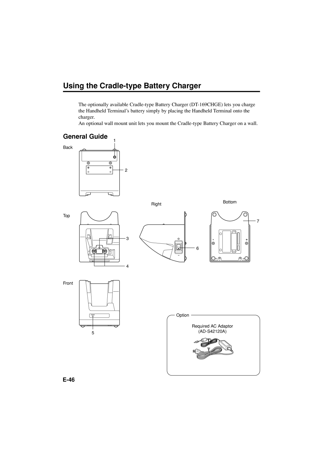 Casio DT-X11 Series manual Using the Cradle-type Battery Charger, General Guide 