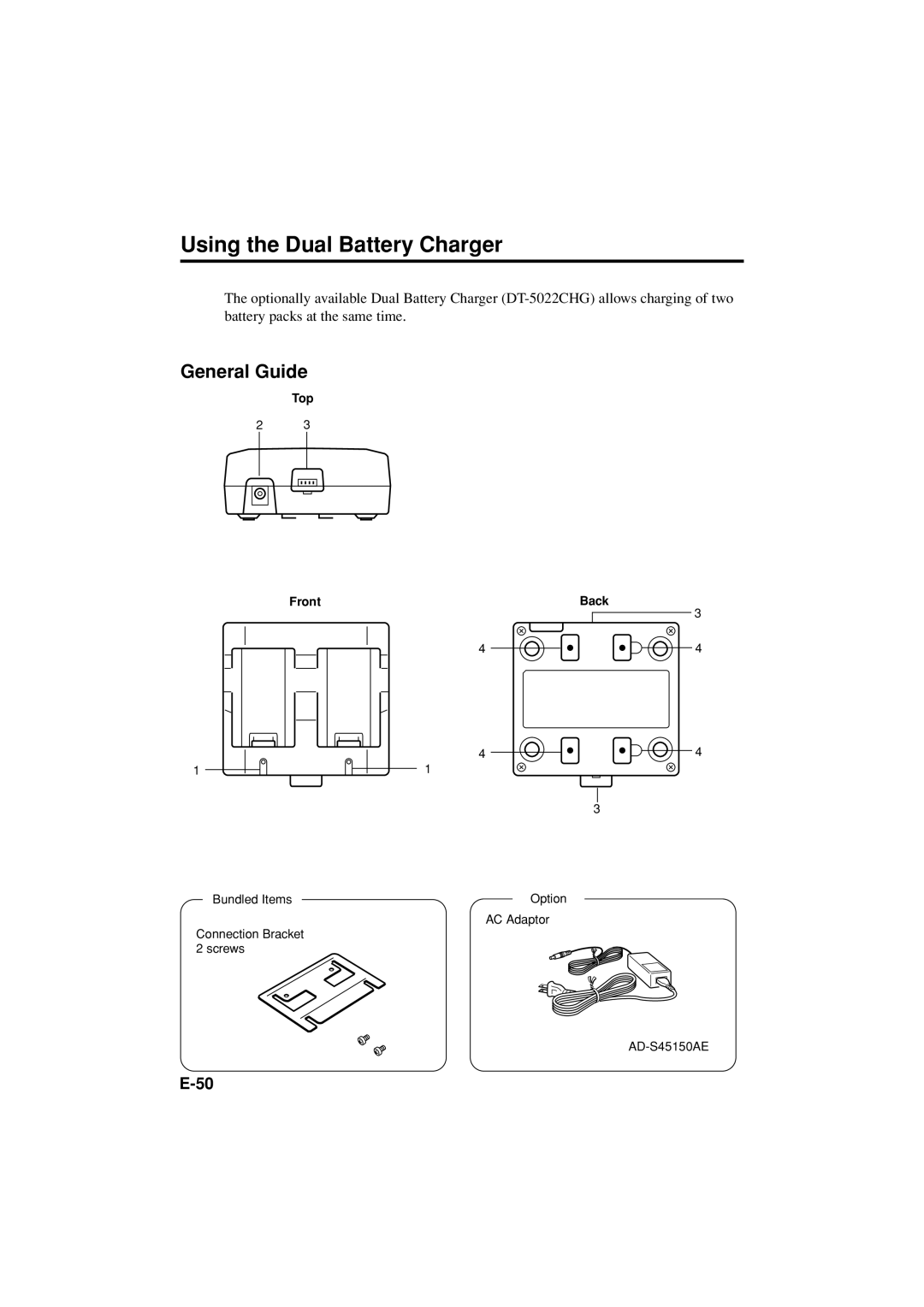 Casio DT-X11 Series manual Using the Dual Battery Charger, General Guide 