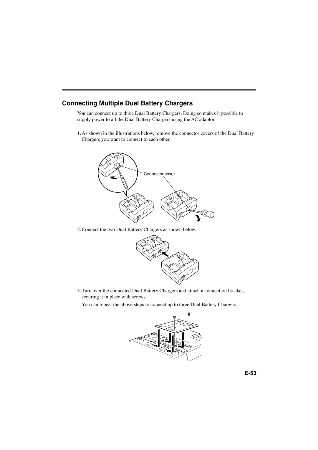 Casio DT-X11 Series manual Connecting Multiple Dual Battery Chargers 