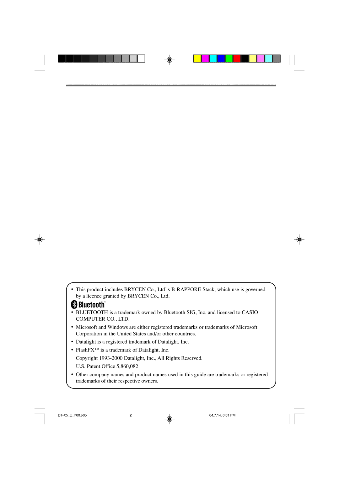 Casio DT-X5 Series manual DT-X5EP00.p65 04.7.14, 601 PM 