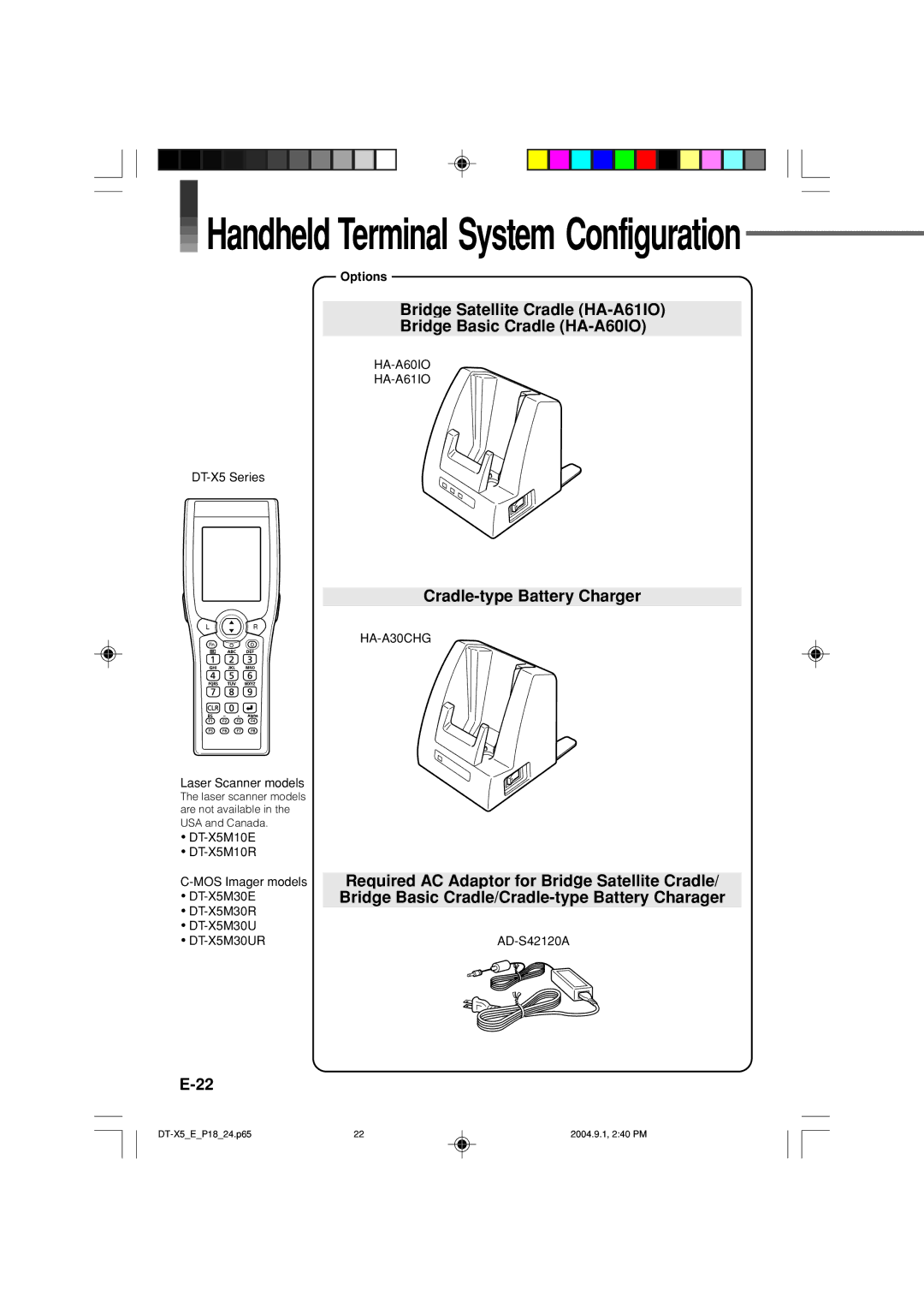 Casio DT-X5 Series manual Handheld Terminal System Configuration, Cradle-type Battery Charger 