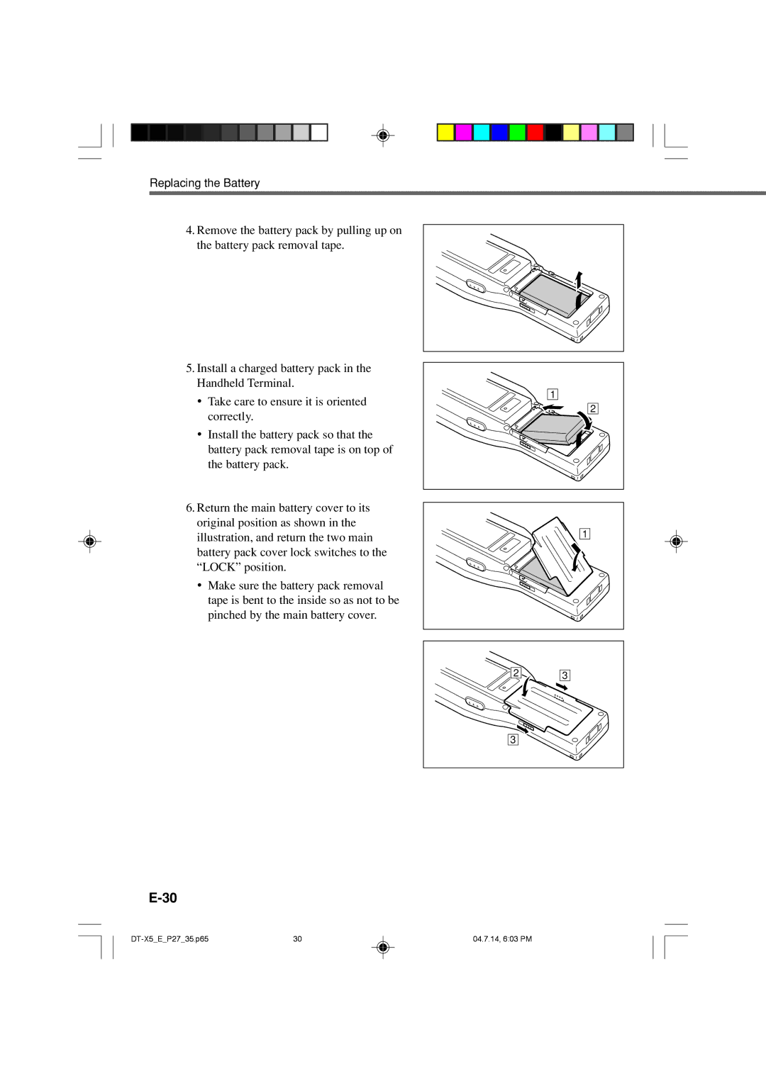 Casio DT-X5 Series manual Replacing the Battery 