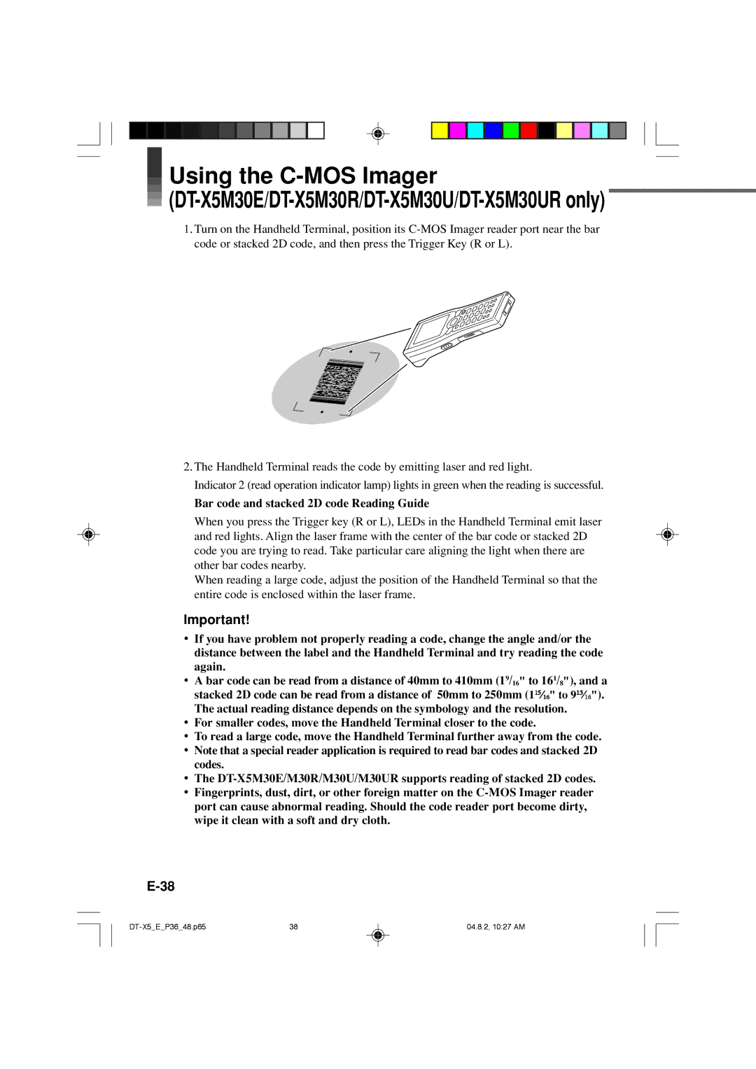 Casio DT-X5 Series manual Bar code and stacked 2D code Reading Guide 