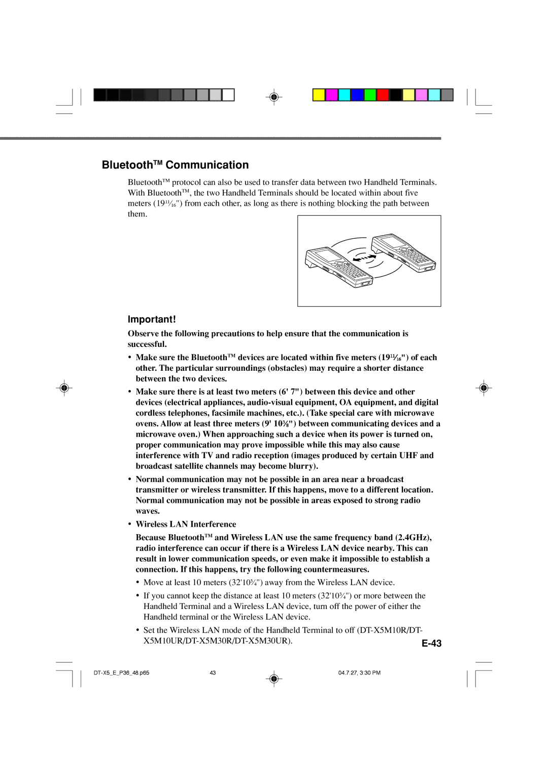 Casio DT-X5 Series manual BluetoothTM Communication 