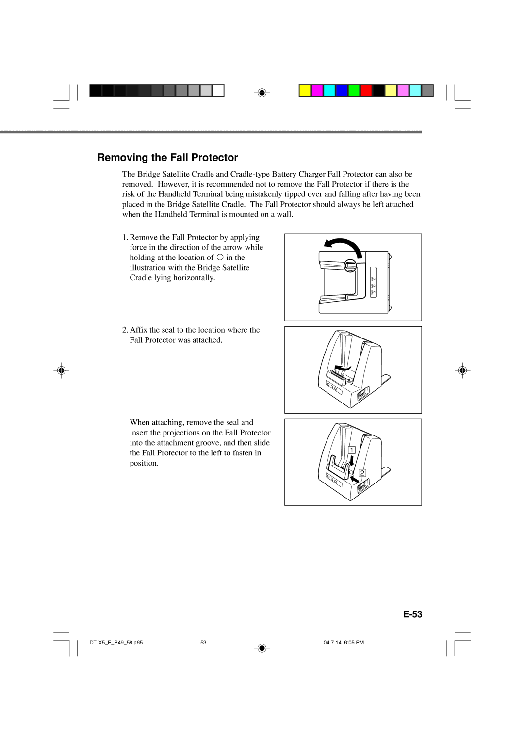 Casio DT-X5 Series manual Removing the Fall Protector 