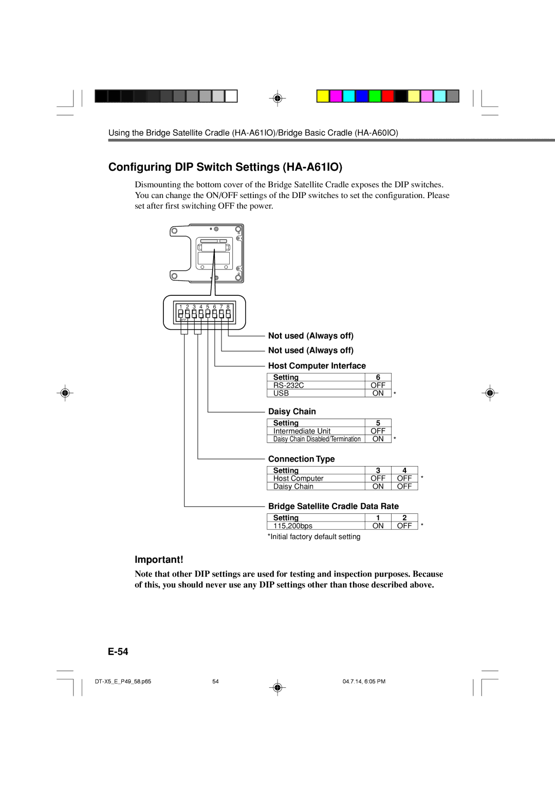 Casio DT-X5 Series manual Configuring DIP Switch Settings HA-A61IO 