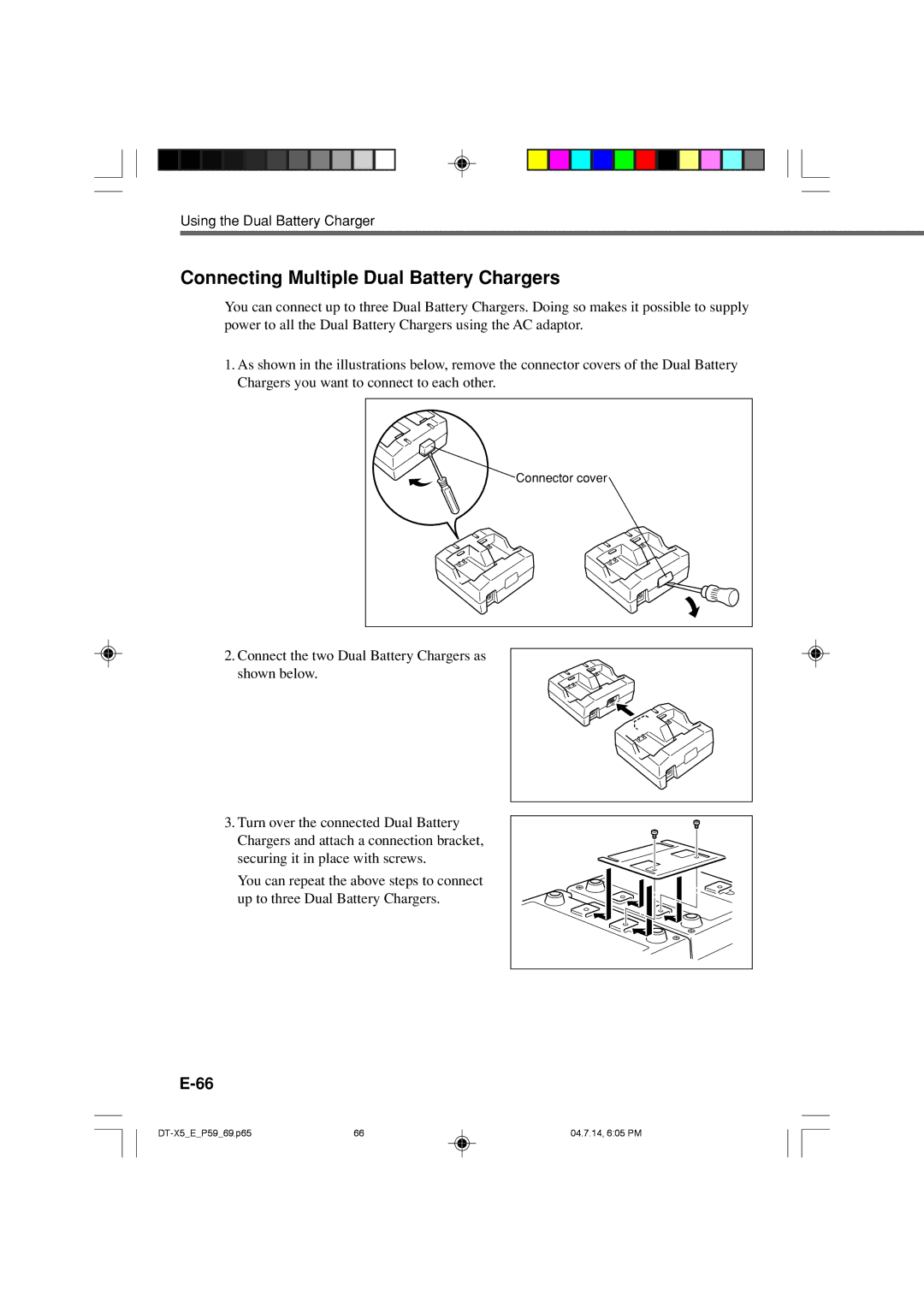 Casio DT-X5 Series manual Connecting Multiple Dual Battery Chargers 