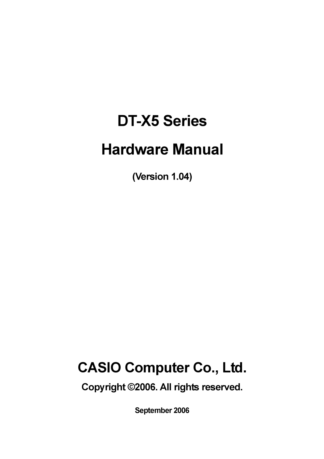 Casio manual DT-X5 Series Hardware Manual 