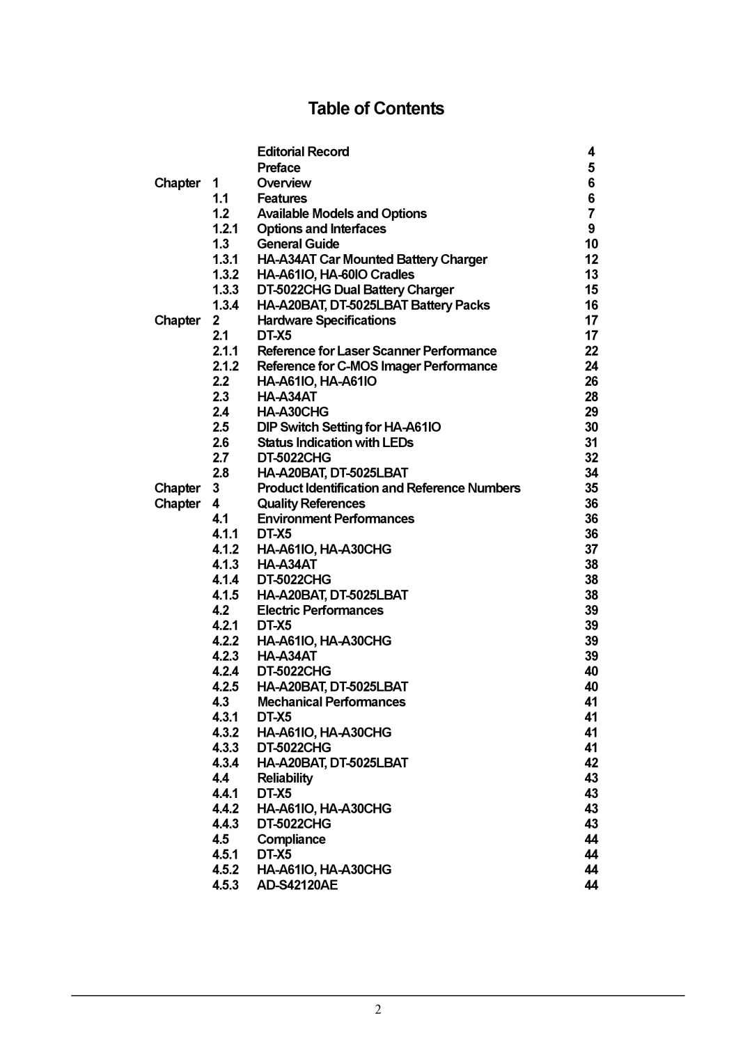 Casio DT-X5 manual Table of Contents 