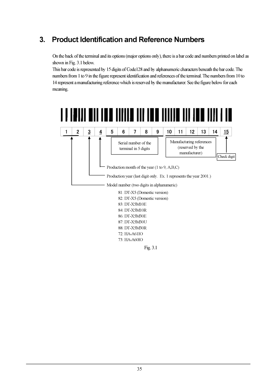 Casio DT-X5 manual Product Identification and Reference Numbers 