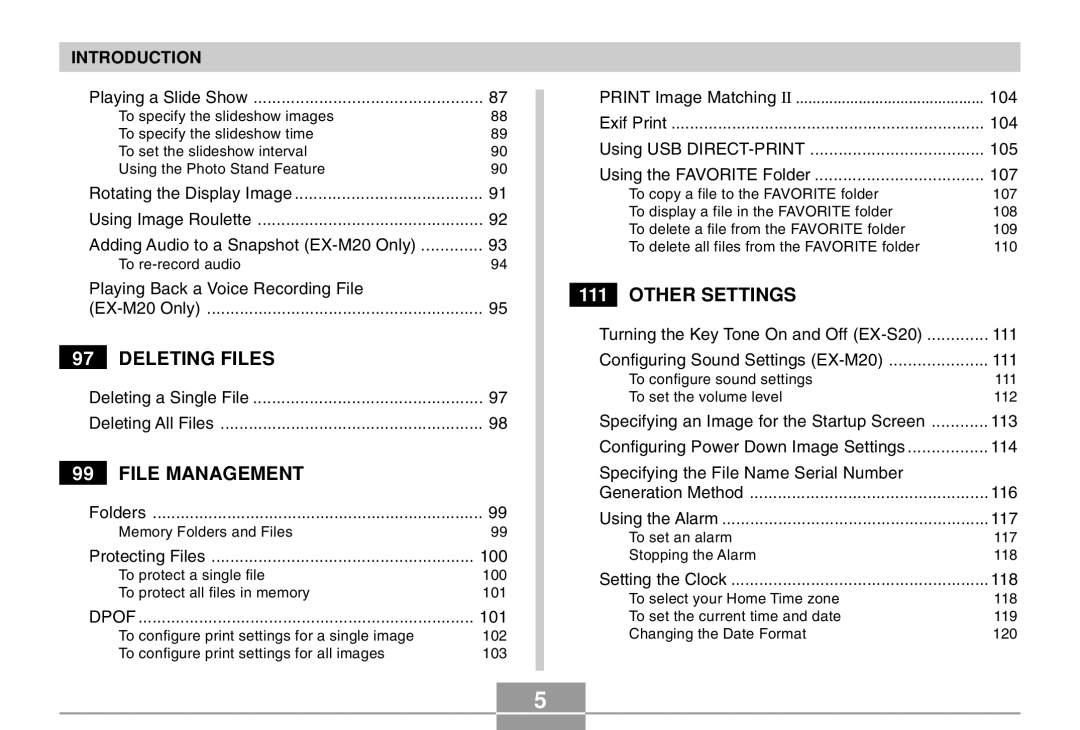 Casio EX-M20 manual Deleting Files 