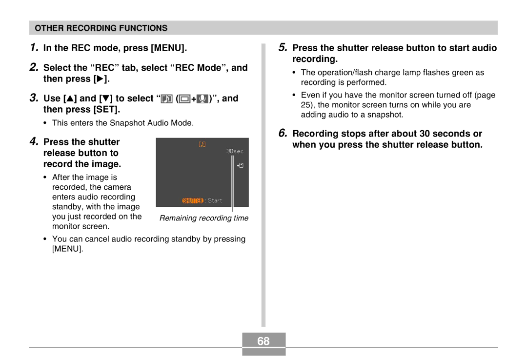 Casio EX-M20 manual Press the shutter release button to record the image 