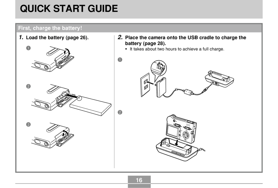 Casio EX-M20U manual Quick Start Guide, First, charge the battery 