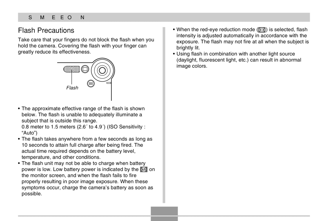 Casio EX-M20U manual Flash Precautions 