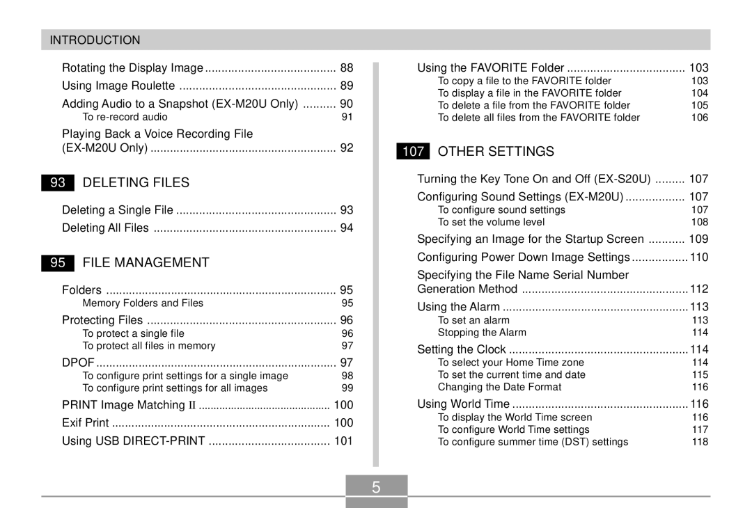 Casio EX-M20U manual Deleting Files 