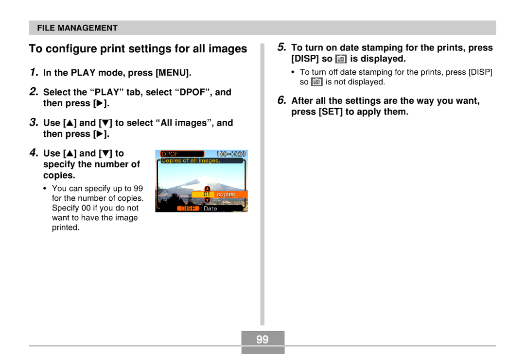 Casio EX-M20U manual To configure print settings for all images 