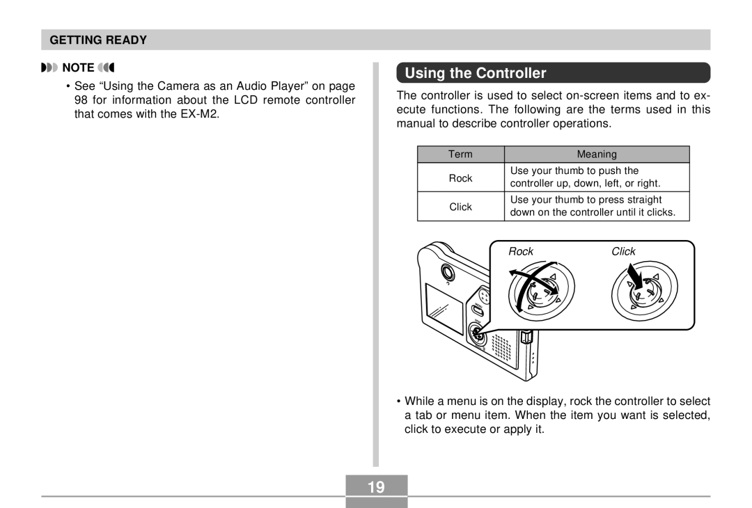 Casio EX-S2/EX-M2 manual Using the Controller 