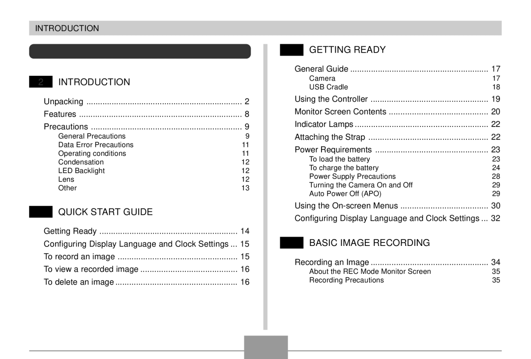 Casio EX-S2/EX-M2 manual Contents 