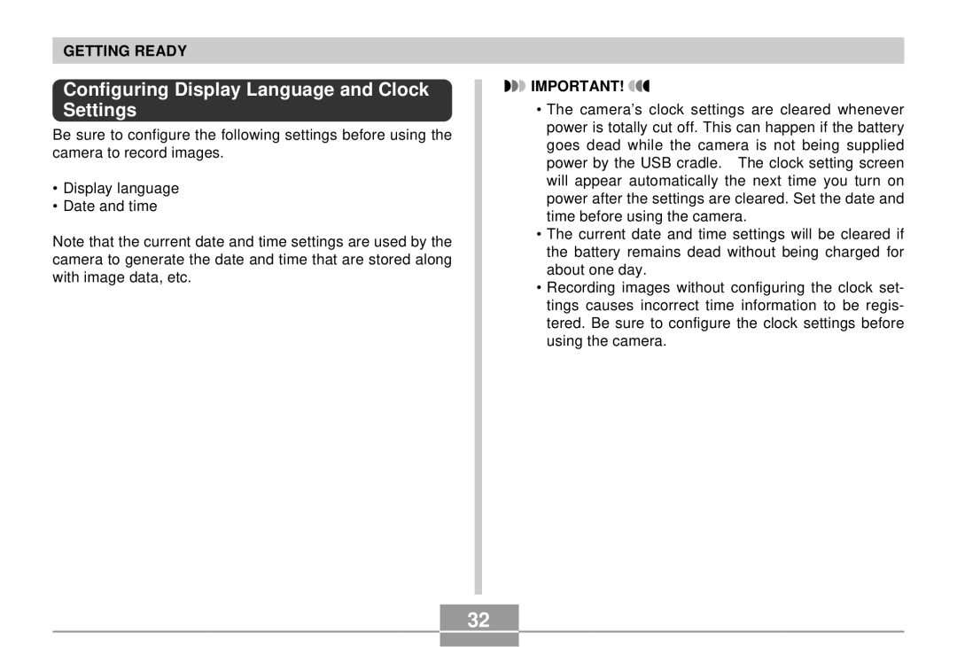 Casio EX-S2/EX-M2 manual Configuring Display Language and Clock Settings 