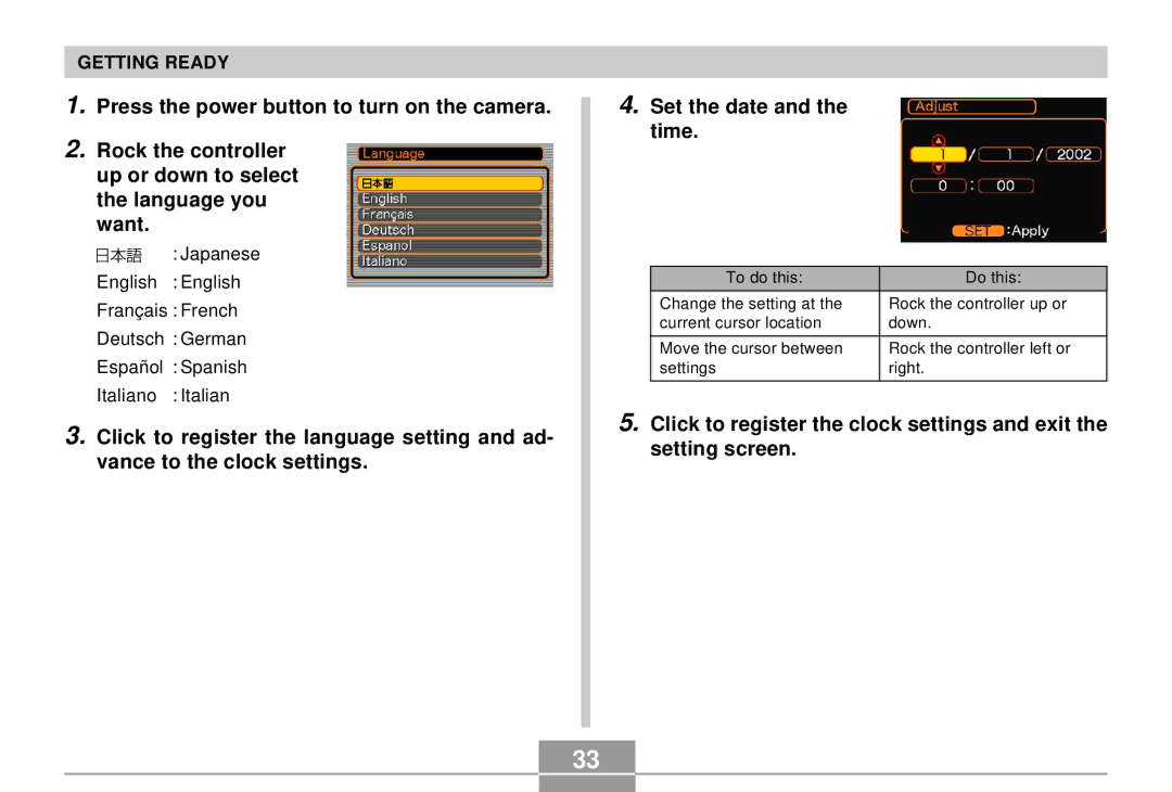 Casio EX-S2/EX-M2 manual Getting Ready 