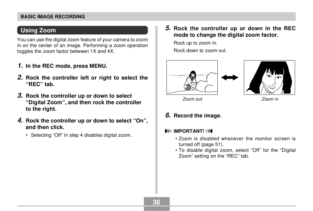 Casio EX-S2/EX-M2 manual Using Zoom 