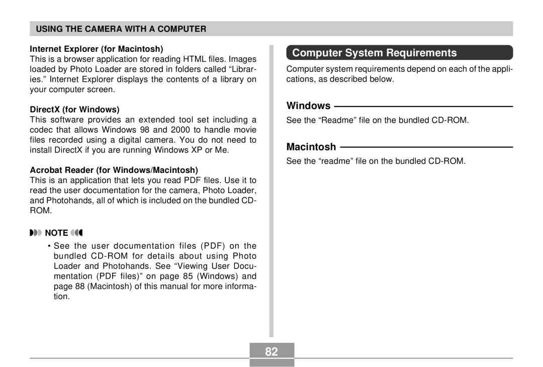 Casio EX-S2/EX-M2 manual Computer System Requirements, Windows, Macintosh 