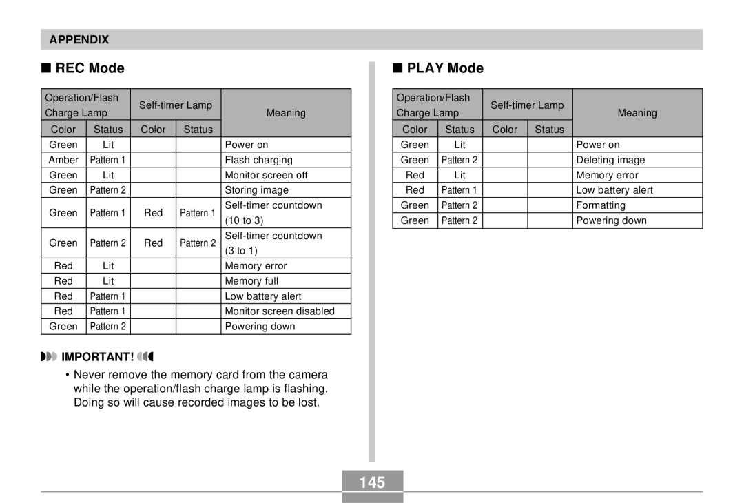 Casio EX-S3 manual 145, REC Mode 