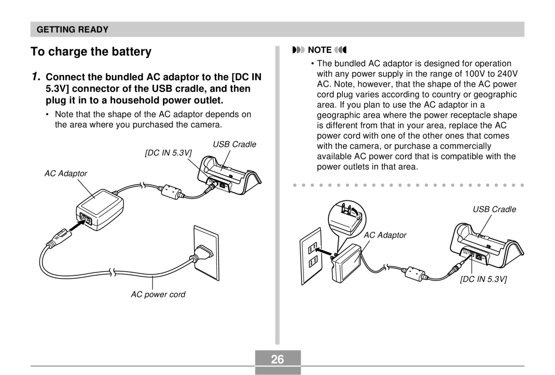 Casio EX-S3 manual To charge the battery 