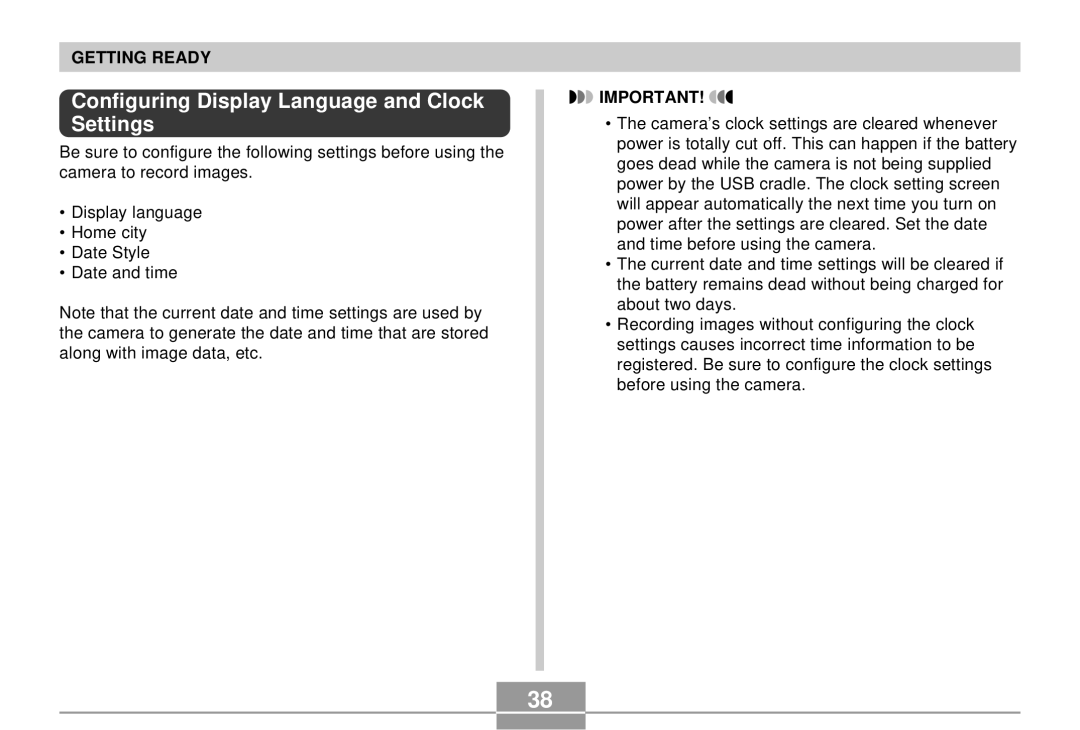 Casio EX-S3 manual Configuring Display Language and Clock Settings 