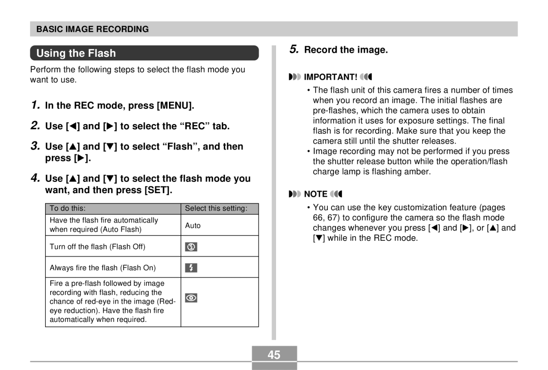 Casio EX-S3 manual Using the Flash 