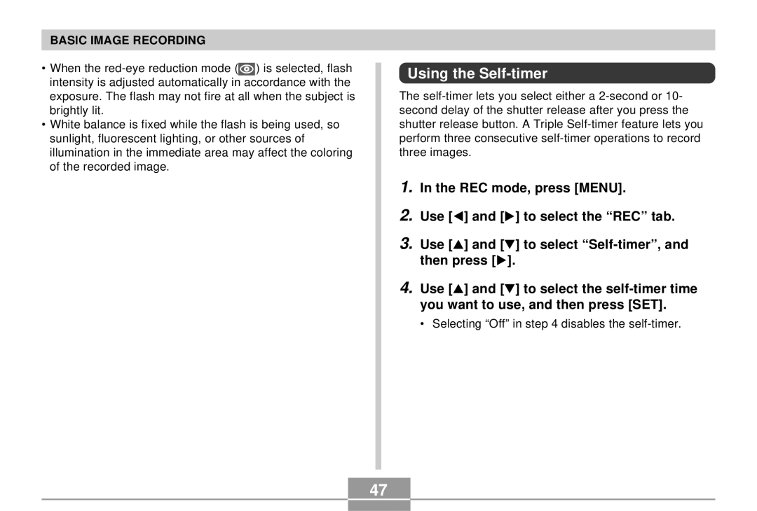 Casio EX-S3 manual Using the Self-timer 