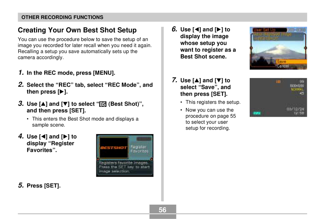 Casio EX-S3 manual Creating Your Own Best Shot Setup 