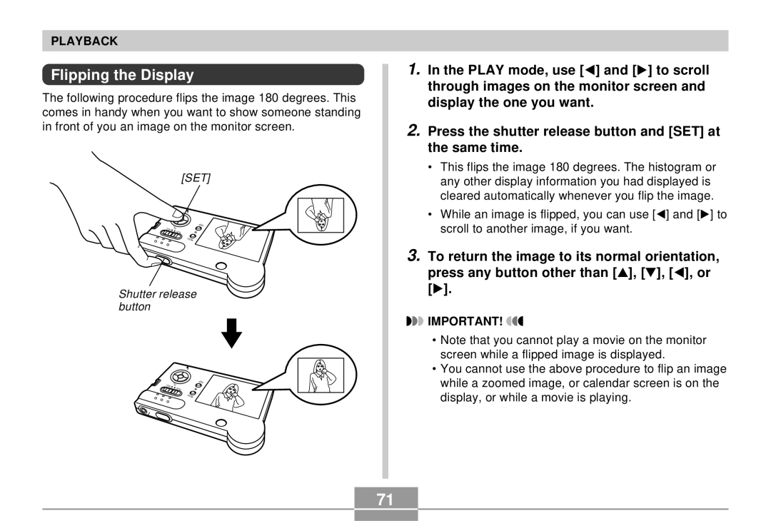 Casio EX-S3 manual Flipping the Display 