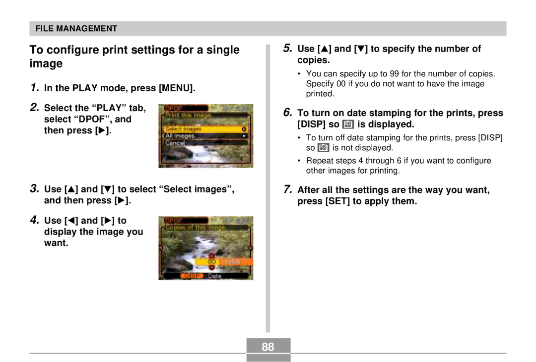 Casio EX-S3 manual To configure print settings for a single image 