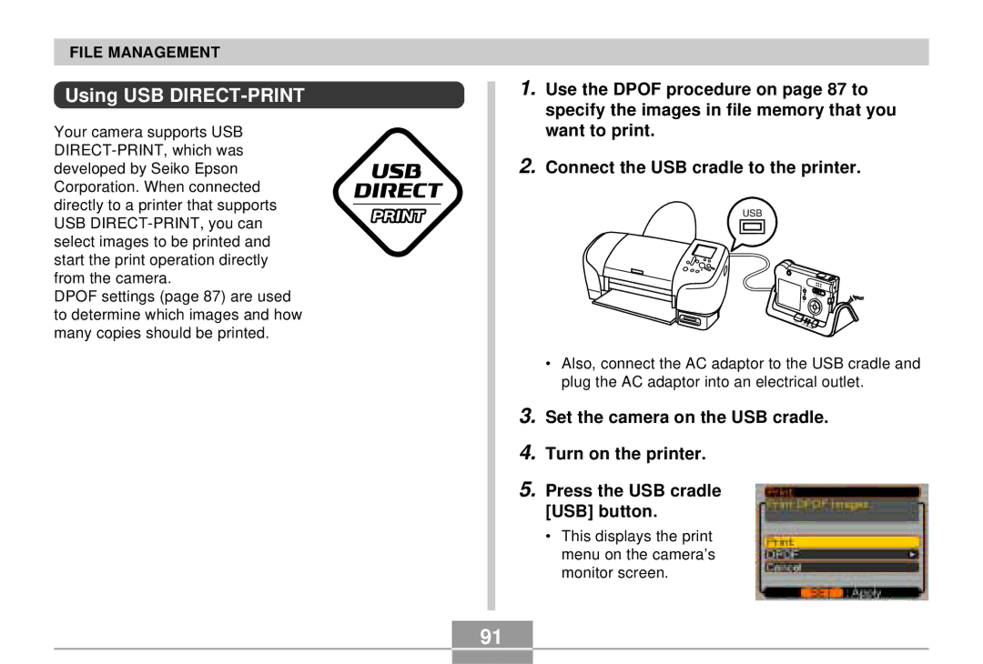 Casio EX-S3 manual Using USB DIRECT-PRINT 