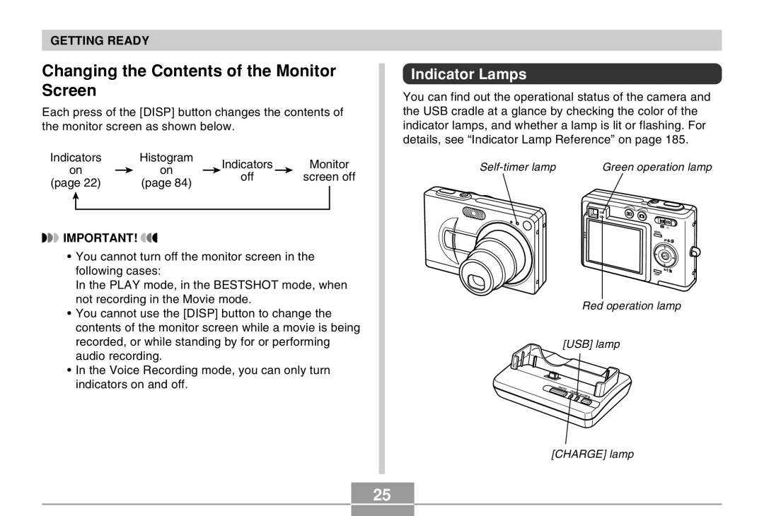 Casio EX-Z30 manual Changing the Contents of the Monitor Screen 