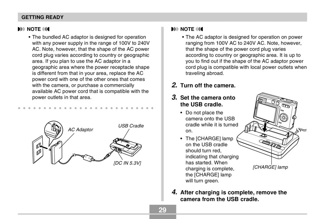 Casio EX-Z30 manual Turn off the camera Set the camera onto the USB cradle 