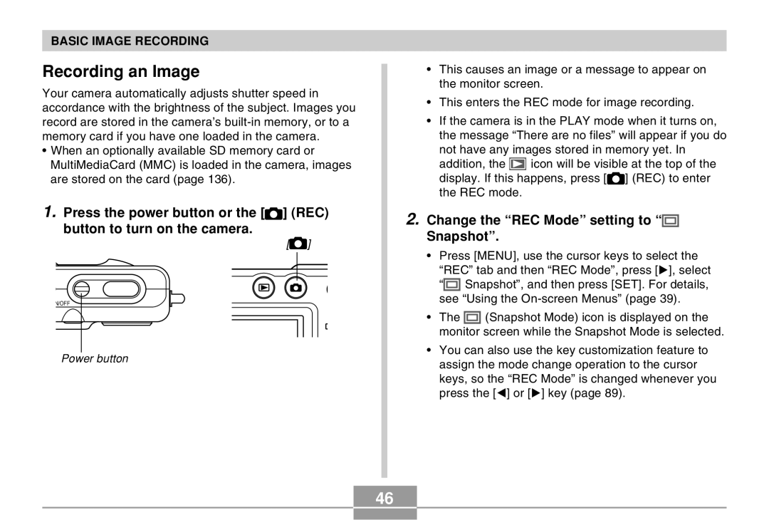 Casio EX-Z30 manual Recording an Image, Change the REC Mode setting to Snapshot 