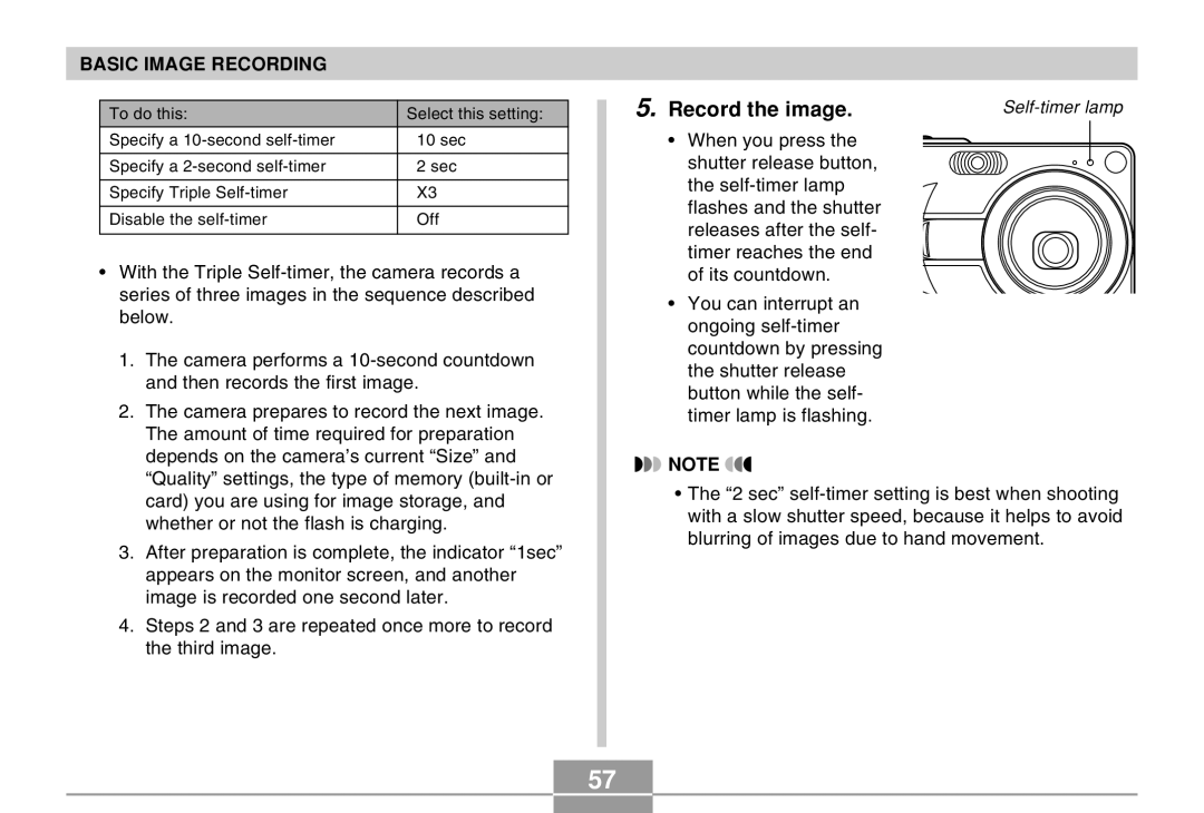 Casio EX-Z30 manual Record the image 