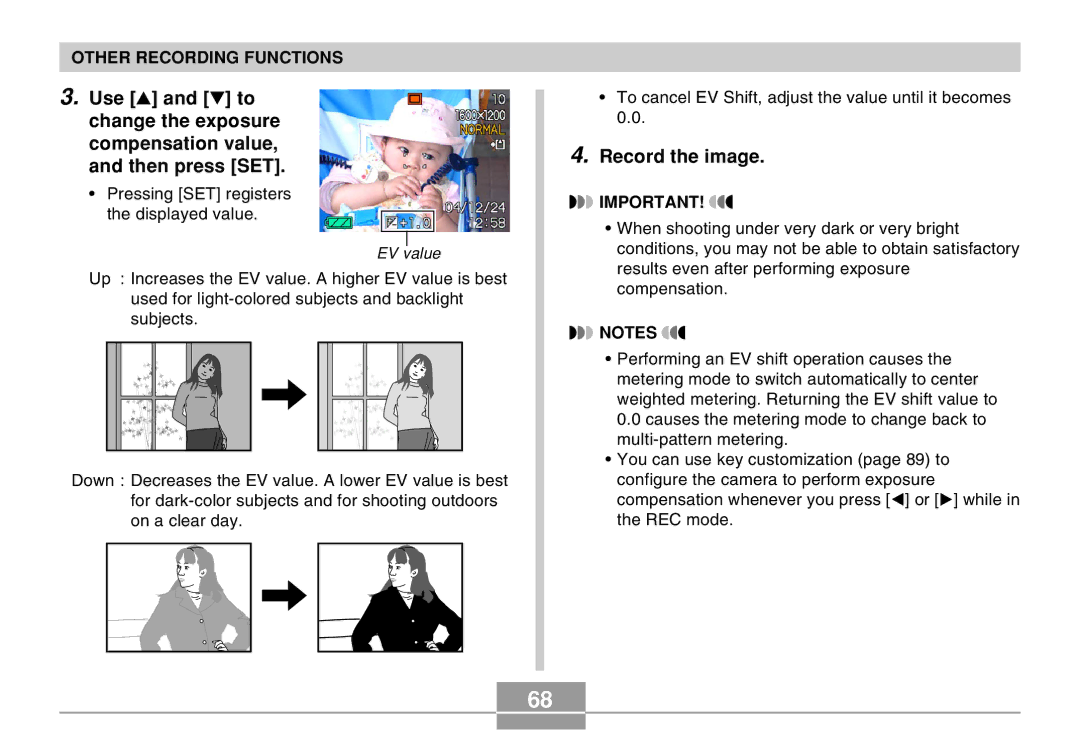 Casio EX-Z30 manual Pressing SET registers the displayed value 