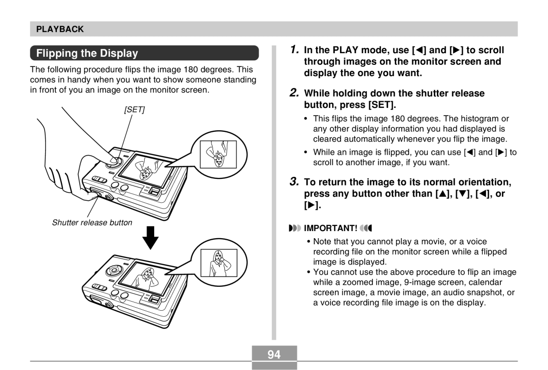 Casio EX-Z30 manual Flipping the Display 