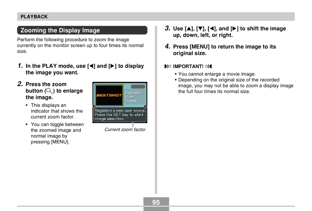 Casio EX-Z30 manual Zooming the Display Image 