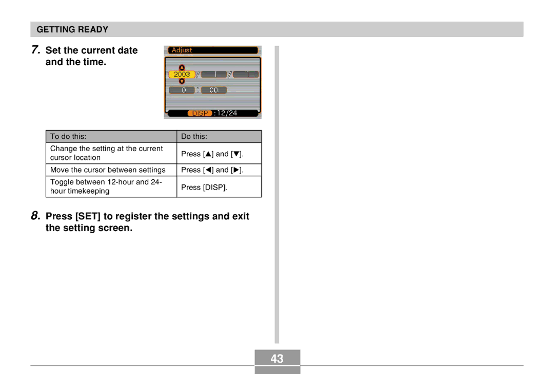 Casio EX-Z4 manual Set the current date and the time 