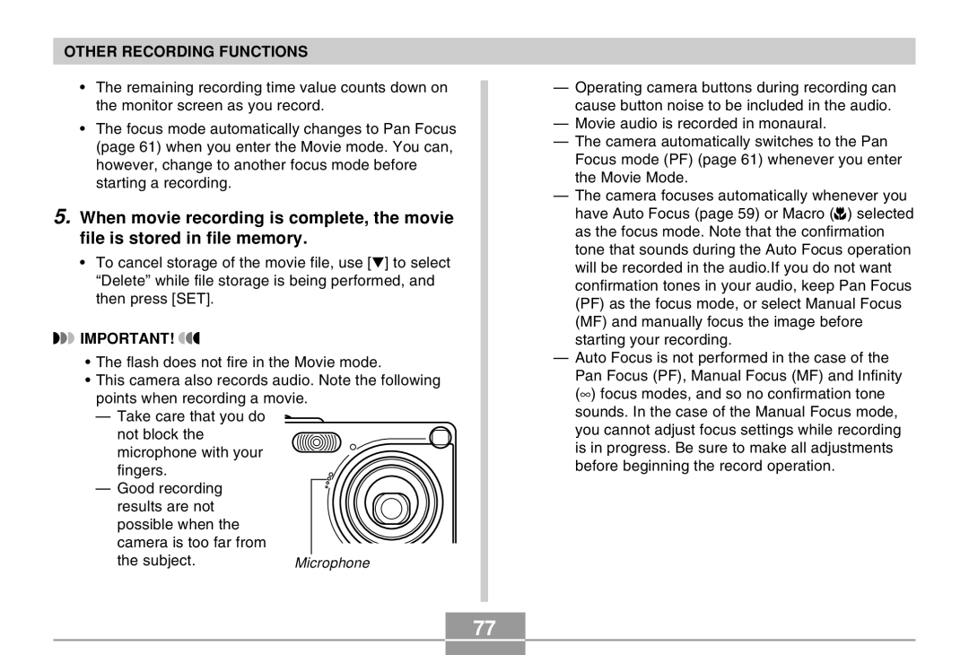 Casio EX-Z4 manual Subject 