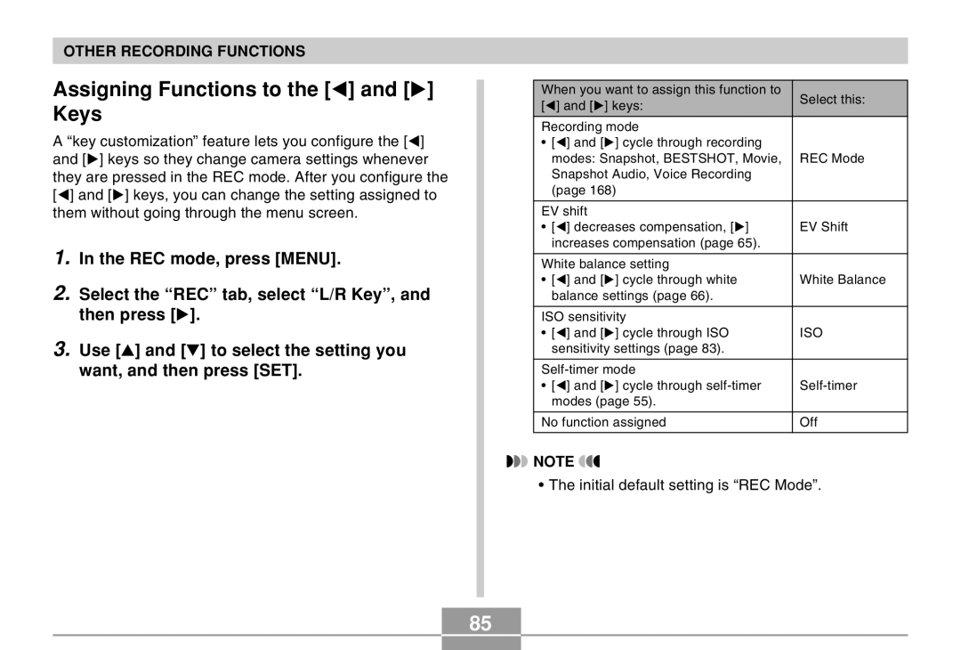 Casio EX-Z4 manual Assigning Functions to Keys, Iso 