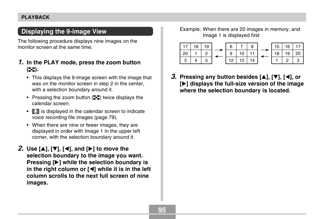 Casio EX-Z4 manual Displaying the 9-image View, Play mode, press the zoom button 