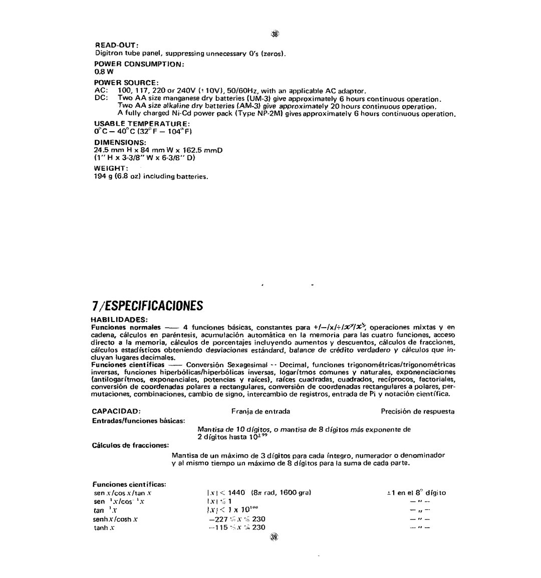 Casio fx-120 operation manual i 1 X, IXI 1440 8n rad, 1600gra En el aD digito, Tanh 