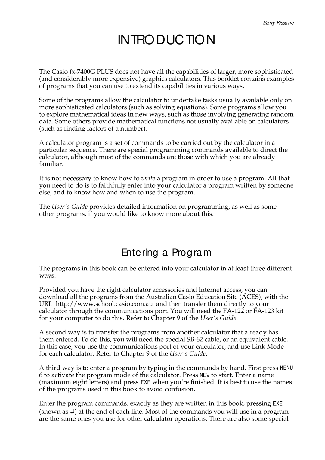 Casio fx-7400G manual Introduction 