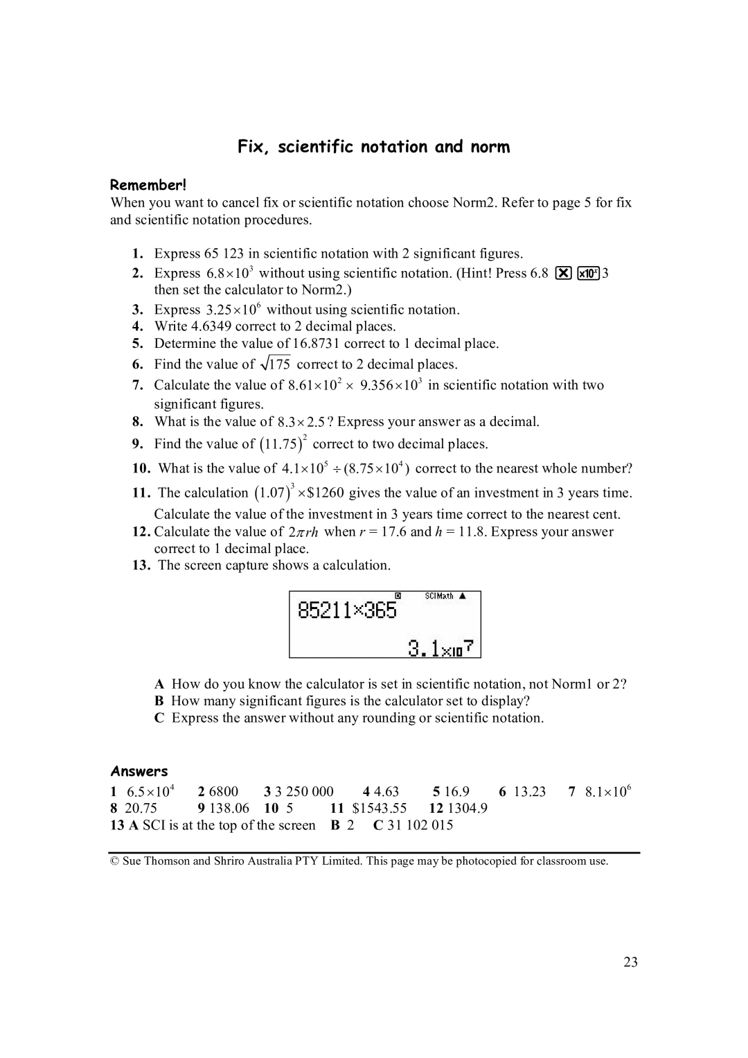 Casio FX-82AU PLUS manual Fix, scientific notation and norm, Remember 